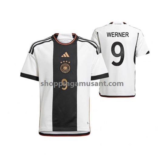 Maillot de Foot Allemagne Timo Werner 9 Homme Domicile Coupe du Monde 2022 Manche Courte