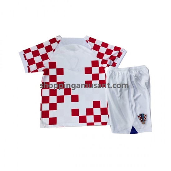 Maillot de Foot Croatie Enfant Domicile Coupe du Monde 2022 Manche Courte