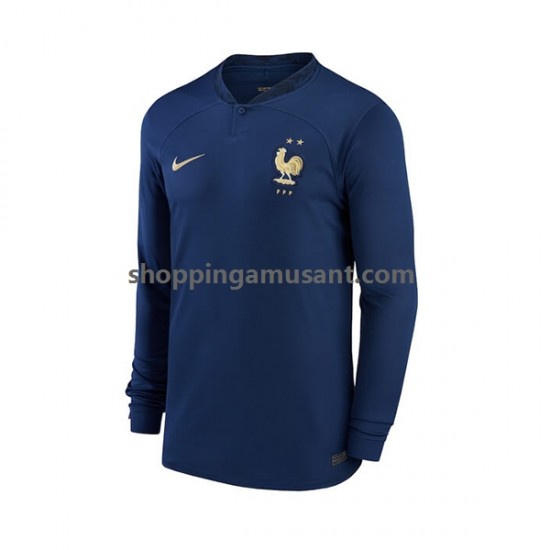 Maillot de Foot France Homme Domicile Coupe du Monde 2022 Manche Longue