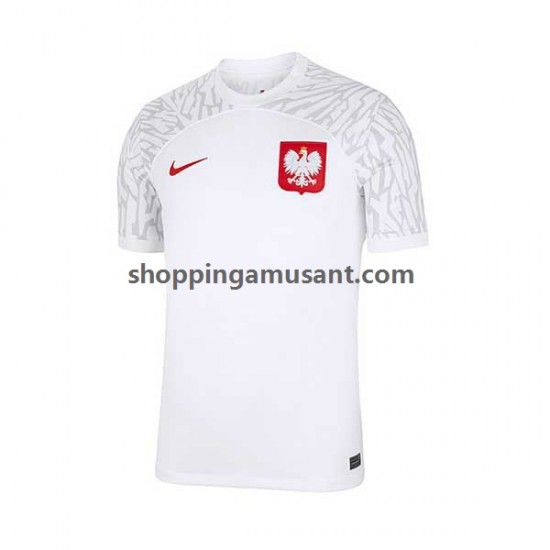 Maillot de Foot Pologne Homme Domicile Coupe du Monde 2022 Manche Courte