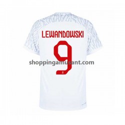 Maillot de Foot Pologne Lewandowski 9 Homme Domicile Coupe du Monde 2022 Manche Courte