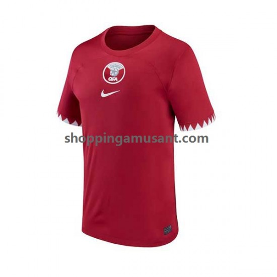 Maillot de Foot Qatar Homme Domicile Coupe du Monde 2022 Manche Courte
