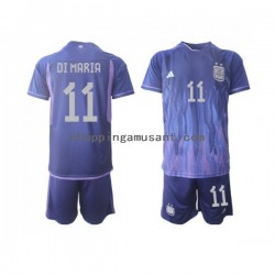 Maillot de Foot Argentine Di Maria 11 Enfant Extérieur Coupe du Monde 2022 Manche Courte