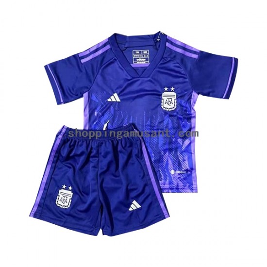 Maillot de Foot Argentine Enfant Extérieur Coupe du Monde 2022 Manche Courte