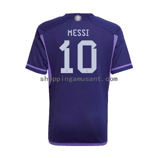 Maillot de Foot Argentine Lionel Messi 10 Homme Extérieur Coupe du Monde 2022 Manche Courte
