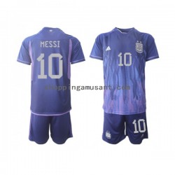 Maillot de Foot Argentine Lionel Messi 10 Enfant Extérieur Coupe du Monde 2022 Manche Courte