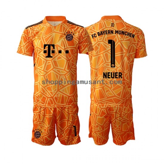 Maillot de Foot Bayern Munich Manuel Neuer 1 Gardien Enfant Extérieur 2022-2023 Manche Courte