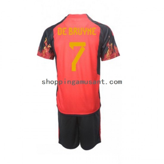 Maillot de Foot Belgique De Bruyne 7 Enfant Domicile Coupe du Monde 2022 Manche Courte