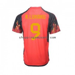 Maillot de Foot Belgique Lukaku 9 Homme Domicile Coupe du Monde 2022 Manche Courte