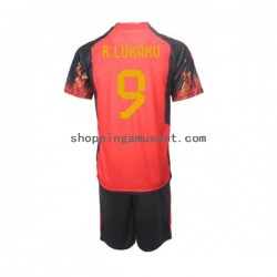 Maillot de Foot Belgique Lukaku 9 Enfant Domicile Coupe du Monde 2022 Manche Courte