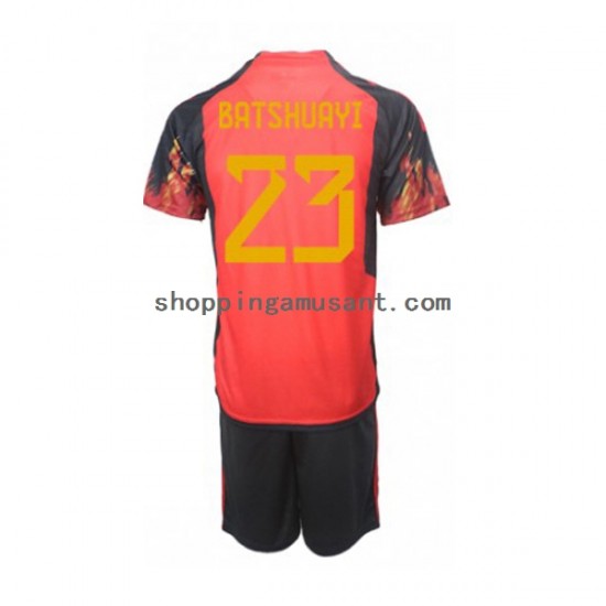 Maillot de Foot Belgique Michy Batshuayi 23 Enfant Domicile Coupe du Monde 2022 Manche Courte