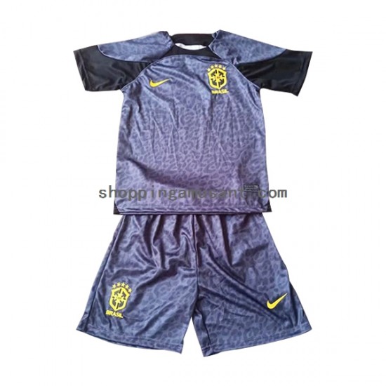 Maillot de Foot Brésil Gardien Enfant Domicile Coupe du Monde 2022 Manche Courte