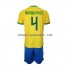 Maillot de Foot Brésil Marquinhos 4 Enfant Domicile Coupe du Monde 2022 Manche Courte