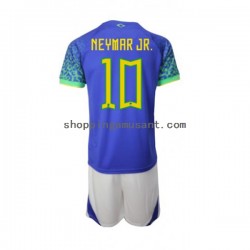 Maillot de Foot Brésil Neymar JR 10 Enfant Extérieur Coupe du Monde 2022 Manche Courte