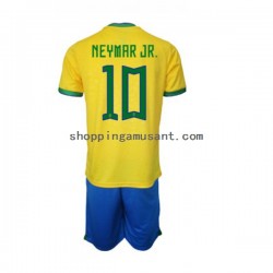 Maillot de Foot Brésil Neymar JR 10 Enfant Domicile Coupe du Monde 2022 Manche Courte