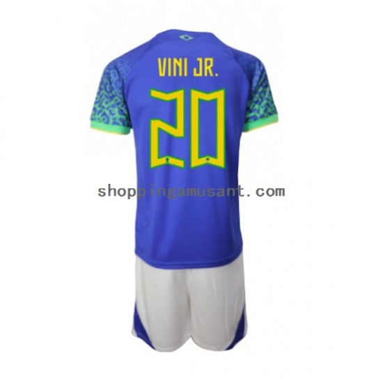 Maillot de Foot Brésil Vinicius Junior 20 Enfant Extérieur Coupe du Monde 2022 Manche Courte