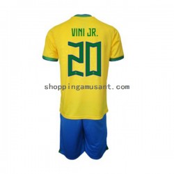 Maillot de Foot Brésil Vinicius Junior 20 Enfant Domicile Coupe du Monde 2022 Manche Courte