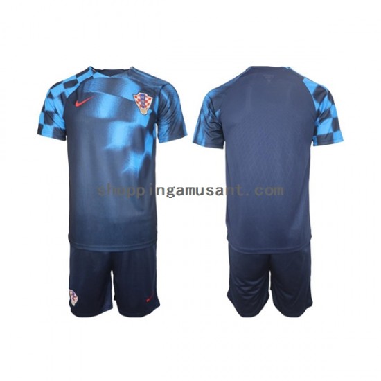 Maillot de Foot Croatie Enfant Extérieur Coupe du Monde 2022 Manche Courte