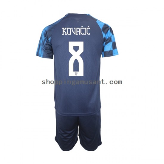 Maillot de Foot Croatie Kovacic 8 Enfant Extérieur Coupe du Monde 2022 Manche Courte