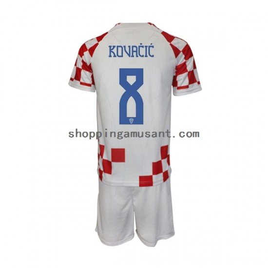 Maillot de Foot Croatie Kovacic 8 Enfant Domicile Coupe du Monde 2022 Manche Courte
