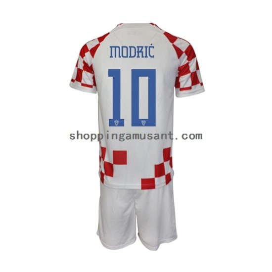 Maillot de Foot Croatie Modrić 10 Enfant Domicile Coupe du Monde 2022 Manche Courte