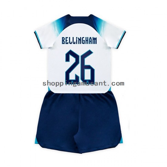 Maillot de Foot Angleterre Bellingham 26 Enfant Domicile Coupe du Monde 2022 Manche Courte