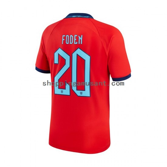 Maillot de Foot Angleterre Foden 20 Homme Extérieur Coupe du Monde 2022 Manche Courte