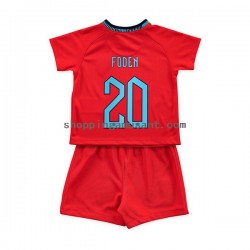 Maillot de Foot Angleterre Foden 20 Enfant Extérieur Coupe du Monde 2022 Manche Courte
