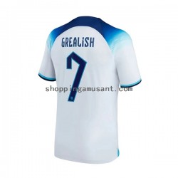 Maillot de Foot Angleterre Grealish 7 Homme Domicile Coupe du Monde 2022 Manche Courte
