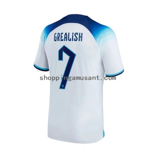 Maillot de Foot Angleterre Grealish 7 Homme Domicile Coupe du Monde 2022 Manche Courte
