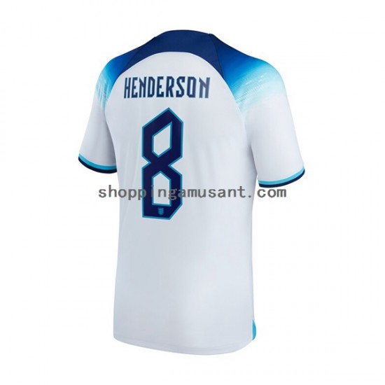 Maillot de Foot Angleterre Henderson 8 Homme Domicile Coupe du Monde 2022 Manche Courte