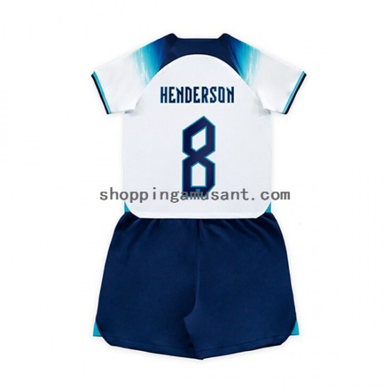 Maillot de Foot Angleterre Henderson 8 Enfant Domicile Coupe du Monde 2022 Manche Courte