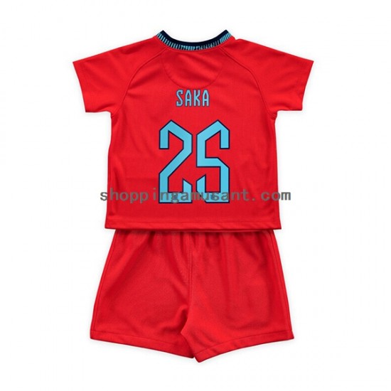 Maillot de Foot Angleterre Saka 25 Enfant Extérieur Coupe du Monde 2022 Manche Courte