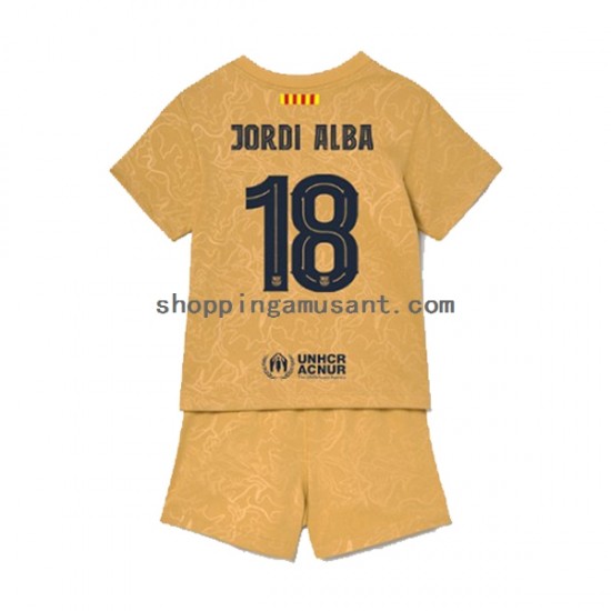 Maillot de Foot FC Barcelone Jordi Alba 18 Enfant Extérieur 2022-2023 Manche Courte