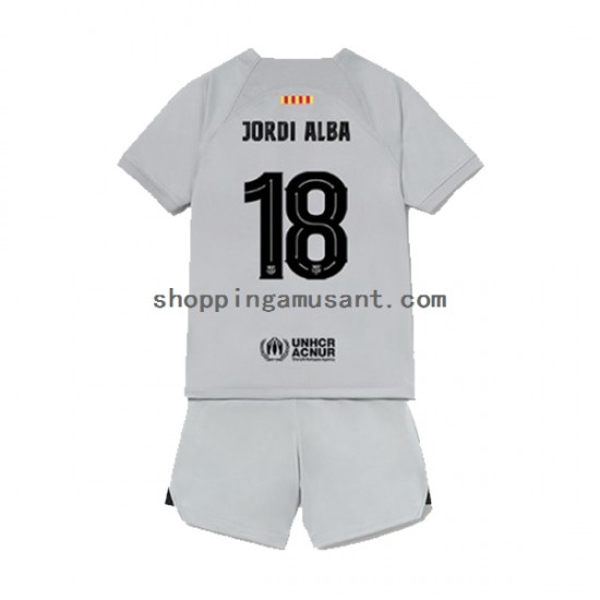 Maillot de Foot FC Barcelone Jordi Alba 18 Enfant Neutre 2022-2023 Manche Courte