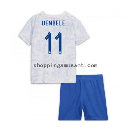 Maillot de Foot France Dembele 11 Enfant Extérieur Coupe du Monde 2022 Manche Courte