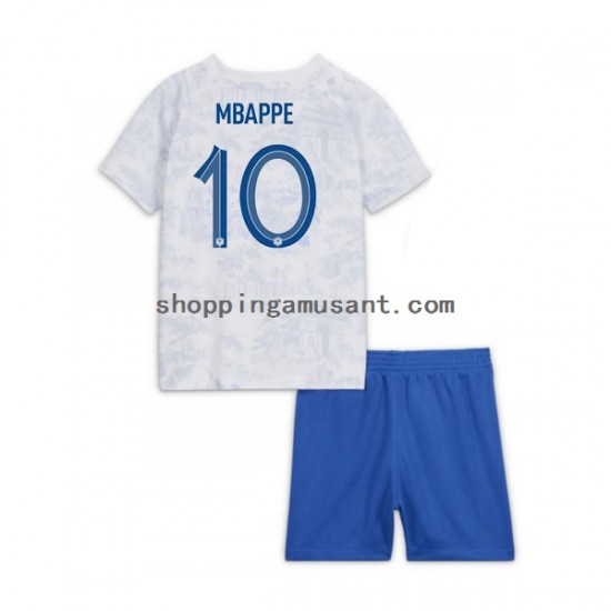 Maillot de Foot France Mbappé 10 Enfant Extérieur Coupe du Monde 2022 Manche Courte