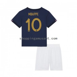 Maillot de Foot France Mbappé 10 Enfant Domicile Coupe du Monde 2022 Manche Courte