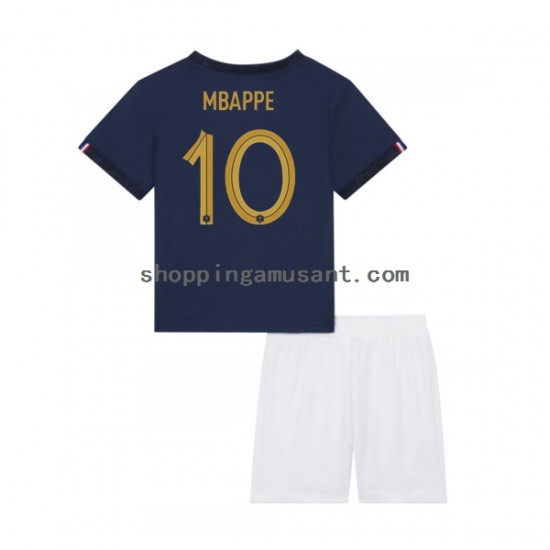 Maillot de Foot France Mbappé 10 Enfant Domicile Coupe du Monde 2022 Manche Courte