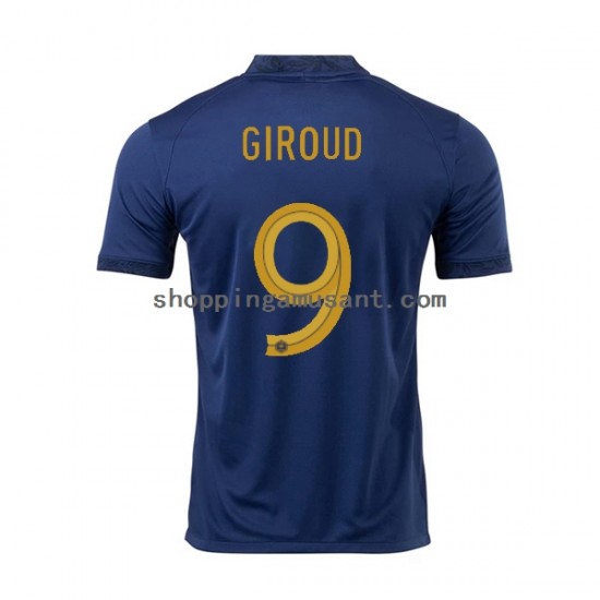 Maillot de Foot France Olivier Giroud 9 Homme Domicile Coupe du Monde 2022 Manche Courte