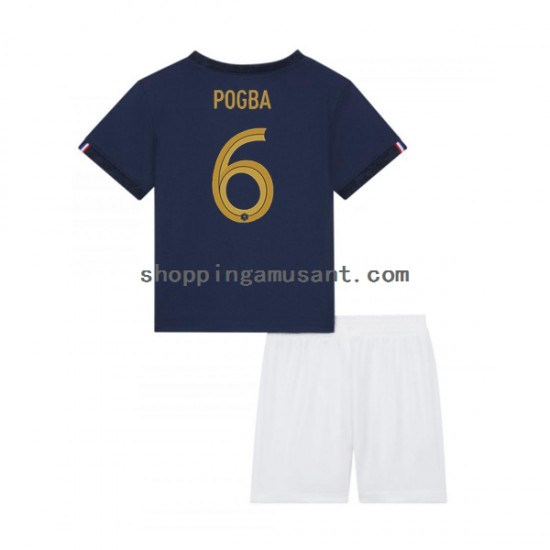 Maillot de Foot France Pogba 6 Enfant Domicile Coupe du Monde 2022 Manche Courte