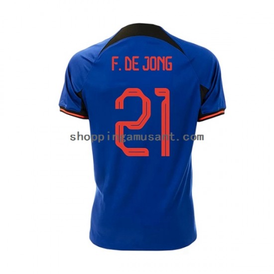 Maillot de Foot Pays-Bas Frenkie de Jong 21 Homme Extérieur Coupe du Monde 2022 Manche Courte