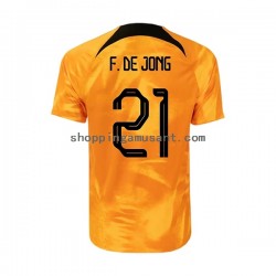 Maillot de Foot Pays-Bas Frenkie de Jong 21 Homme Domicile Coupe du Monde 2022 Manche Courte