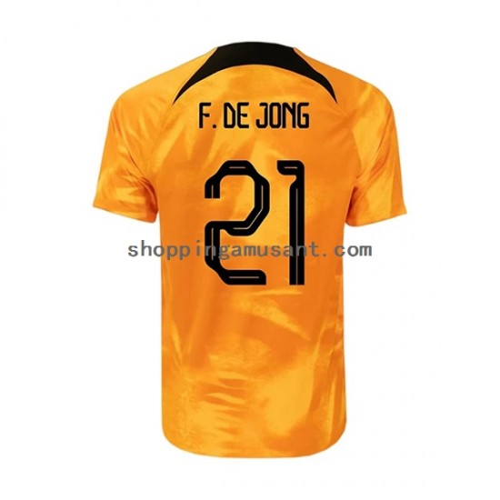 Maillot de Foot Pays-Bas Frenkie de Jong 21 Homme Domicile Coupe du Monde 2022 Manche Courte