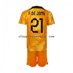 Maillot de Foot Pays-Bas Frenkie de Jong 21 Enfant Domicile Coupe du Monde 2022 Manche Courte