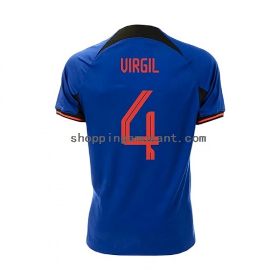 Maillot de Foot Pays-Bas Virgil 4 Homme Extérieur Coupe du Monde 2022 Manche Courte