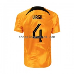 Maillot de Foot Pays-Bas Virgil 4 Homme Domicile Coupe du Monde 2022 Manche Courte