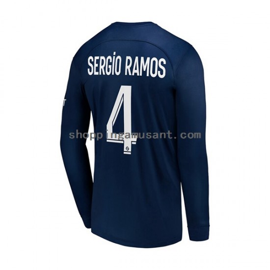 Maillot de Foot Paris Saint-Germain Sergio Ramos 4 Homme Domicile 2022-2023 Manche Longue
