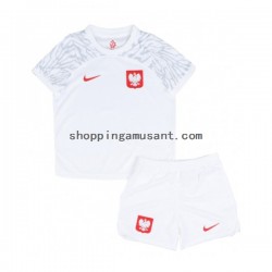 Maillot de Foot Pologne Enfant Domicile Coupe du Monde 2022 Manche Courte