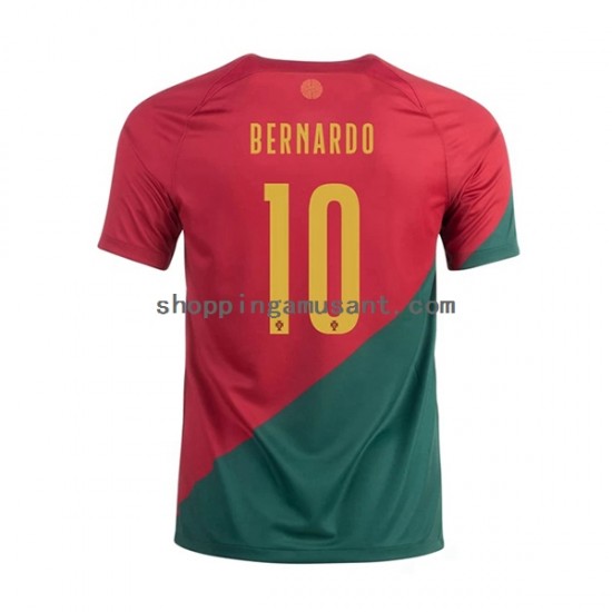 Maillot de Foot Portugal Bernardo 10 Homme Domicile Coupe du Monde 2022 Manche Courte